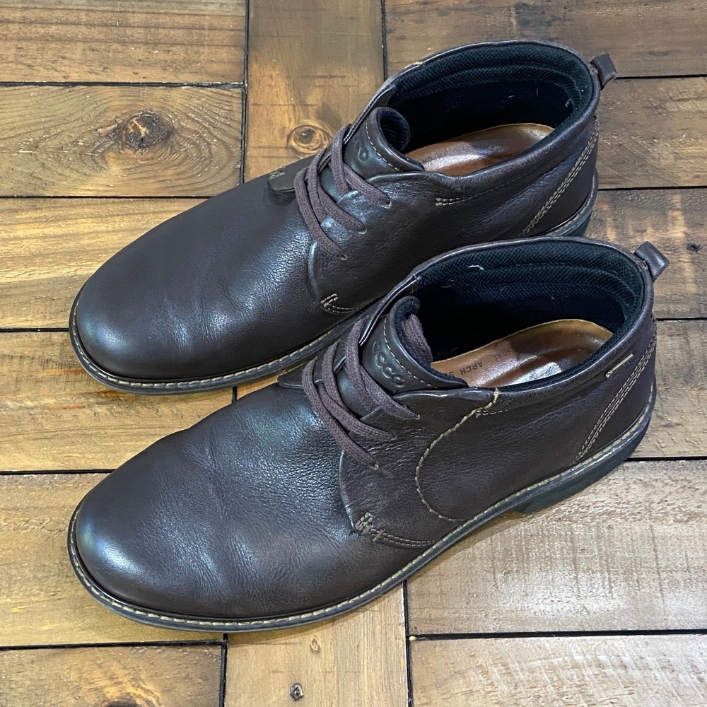 ECCO Turn GTX Men's Brown Leather Chukka Boots Waterproof GORE-TEX Size 45 US 11